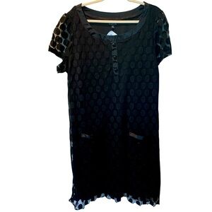 ENFOCUS WOMEN Black Polka Dot Lace Overlay Dress with Pockets 20W NWT